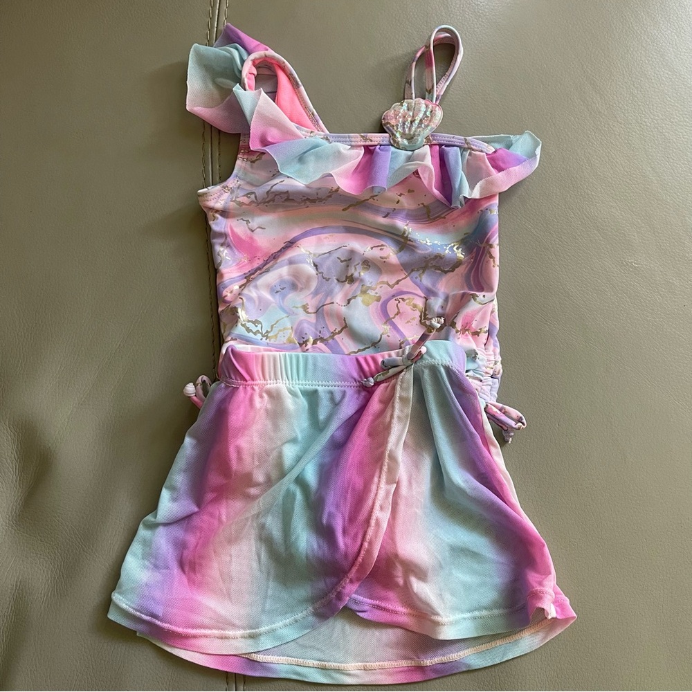 Bmagical Pastel Rainbow kids swimwear with cover up